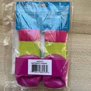 *Brand New Never Used* Pink and green dog socks (Size Small) rubber bottoms